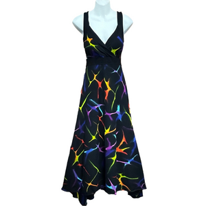 Rock N Karma black jersey lazer print maxi dress Fits S multicoloured stretchy